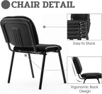 Stackable Chairs, Waiting Conference Room Office Reception Chair Armless Guest Stacking Chair for Breakroom Banquet Lobby Hall Training Room (Mesh-Cushion,Black,5PCS)