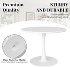 DKLGG White Round Dining Table, 39.1" Tulip Kitchen Dining Table for 4-5 People with MDF Table Top & Pedestal Base, Mid-Century End Living Room Table