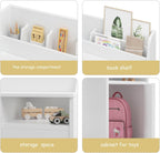 White Kids Desk with Chair, Study Desk for Boys Girls with Hutch, Storage Cabinet, Wooden Children Study Table, Student Writing Desk Computer Workstation for Kids Bedroom & Study Room,White