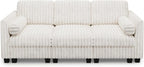 Belffin Plush Corduory Sectional Sleeper Sofa with Wide Deep Seat Modular Sectional Cloud Couches for Living Room. Beige Couch