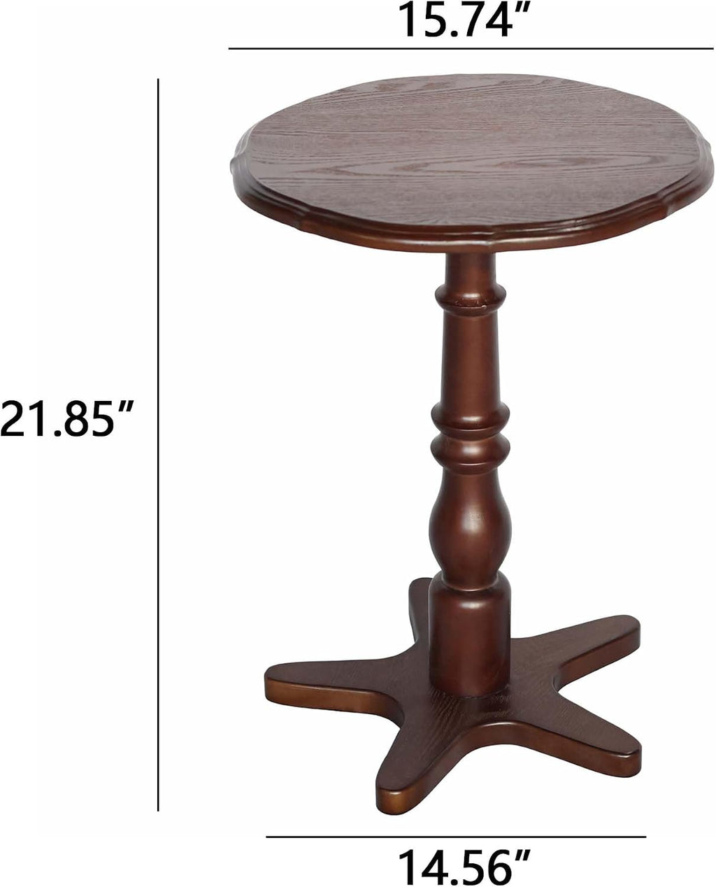 Vintage Accent Side Table, 15.75 Inch Round Wooden Pedestal Design for Living Room, Bedroom, and Entryway Use