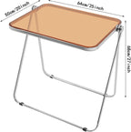 Clear Foldable Side Table, Folding TV Tray Table, Portable Tiny Desk, Small Computer Desk, Space-Saving Side Tables for Home Office (Clear Tea Color)