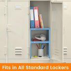 LIDTOP Locker Shelf Blue, Adjustable Width and Height, Metal Locker Organizer Shelf School, Stackable Locker Storage Organization, Ideal Locker Fits Standard Size School, Office, and Gym Lockers