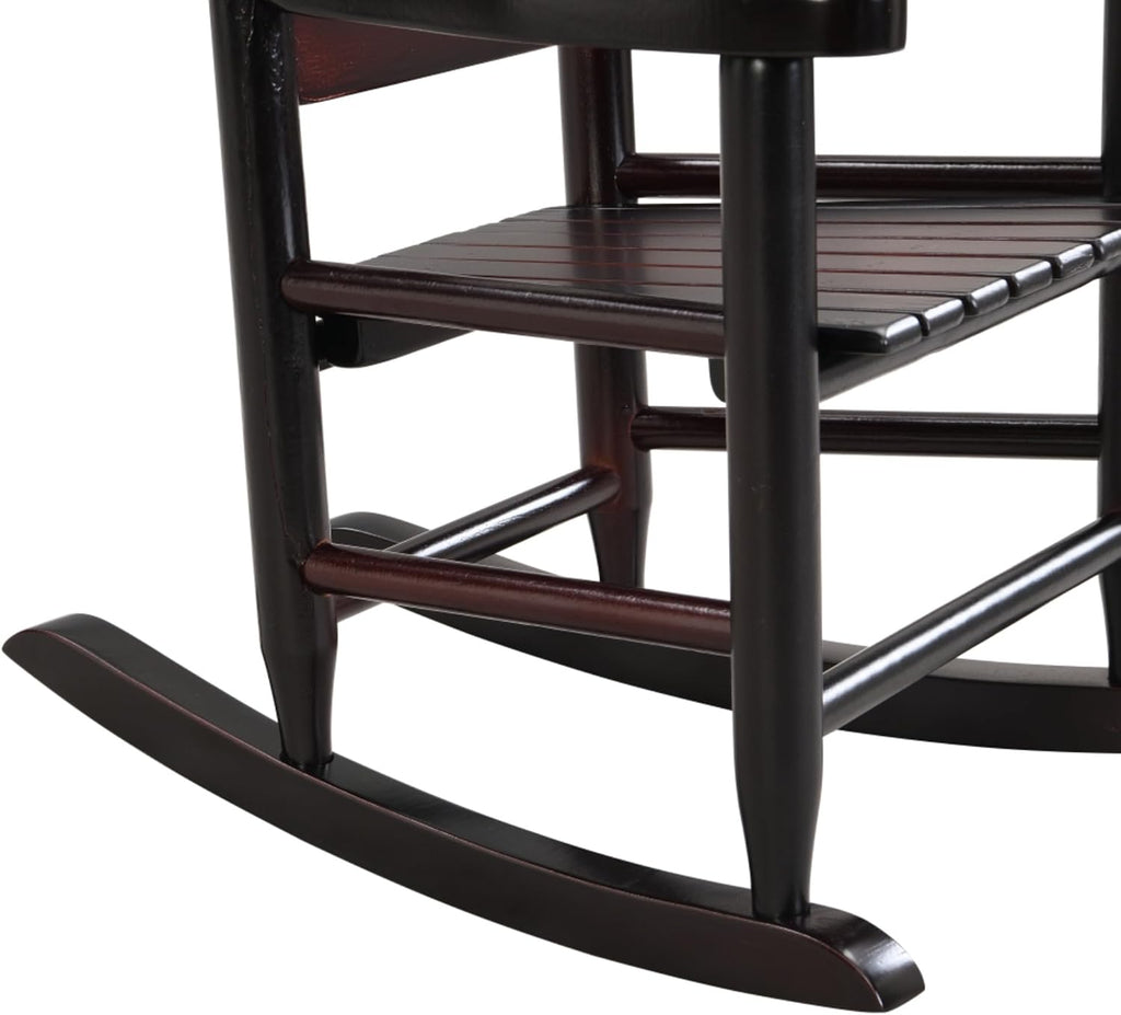 Kids Rocking Chair, Solid Wood Toddler Rocker, Indoor Outdoor Durable Children's Rocking Chair, Safe Anti-Tipping Design for Playroom, Bedroom, Backyard, Nursery (Black)