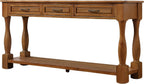 Merax Retro Entryway Table with 4 Drawers, Console Table with Open Storage Shelf for Entryway, Wood Side Table with Thick Legs for Living Room Bedroom, Brown