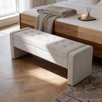 50" End of Bed Storage Bench, Modern Tufted Ottoman Bench with Soft Close Hinge, Large Capacity Upholstered Storage Ottoman for Bedroom, Living Room, Entryway, Fabric Foot of Bed Bench, Grey