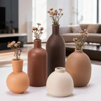 Modern Ceramic Vase Set of 5, Vases Home Decor Rustic Farmhouse Decorative Vase for Bouquet Dried Fresh Flowers, Table Living Room Kitchen Bedroom
