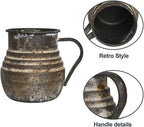 Rustic Metal Farmhouse Vase Shabby Chic Small Pitcher Fall Vase Brown Decorative Vase for Farmhouse Kitchen Decor