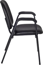Romig Ace Vinyl Guest Stacking Chair with Arms, Durable and Comfortable Upholstery, Sturdy Steel Frame, Stackable Design for Office, Reception, and Conference Areas - Midnight Black