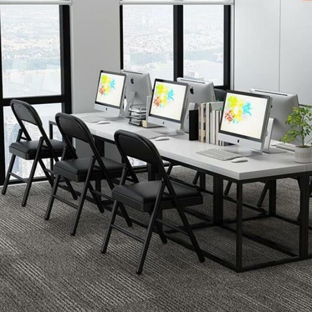 Folding Upholstered Office Conference Training Chair Black Space Saving and Inverted Fitness Design