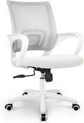 NEO CHAIR Office Desk Computer Chair Ergonomic Mesh Gaming Cushion Seat with Comfy Lumbar Mid Back Support Adjustable Height Swivel Rolling Wheels for Home Task (Ivory)