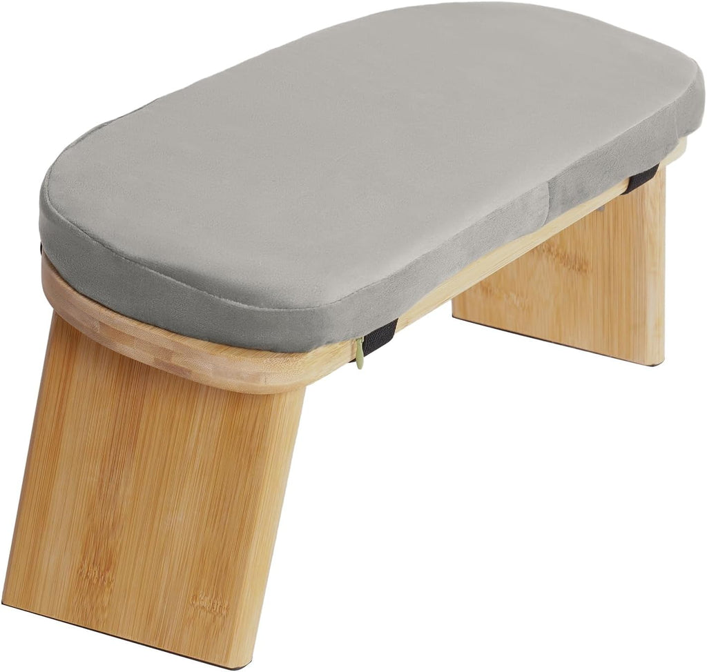 Meditation Bench with Cushion, Foldable Yoga Meditation Stool, Portable Kneeling Stool Prayer Bench, Yoga Bench Squat Seat, Gray