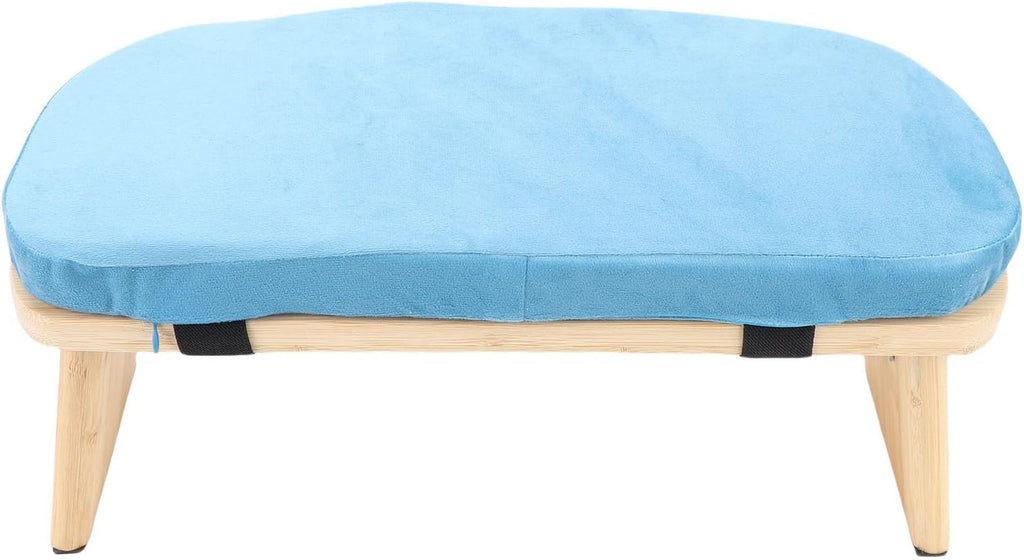 Meditation Bench, Wooden Yoga Stool, Ergonomic Kneeling Chair with Soft Cushion & Carry Bag, Ideal for Home Meditation (Blue)