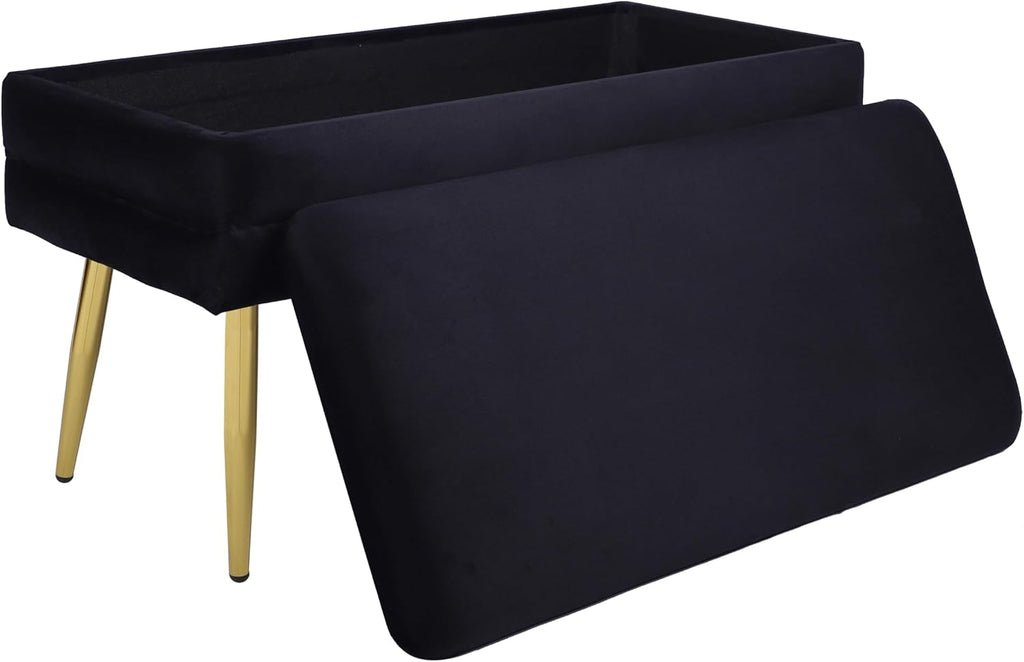 Tov Furniture Ziva Black Velvet Storage Bench