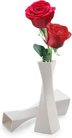 Farmhouse Rustic Ceramic Vase Set - White Decorative Vases for Home Decor (1 Pack)