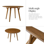 HULALA HOME Round Dining Table for 4, 45” Solid Wood Kitchen Dining Room Table, Small Dinner Coffee Writing Table for Kitchen Cafe Space Saving, Acorn