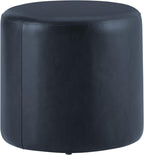 Studio Living® 19” Wentworth Ottoman Round Faux Leather Bench, Stationary Ottomans, Backless Chair, Footrest for Living Room, Footstool Office, Bedroom, Padded Seat, Navy Blue