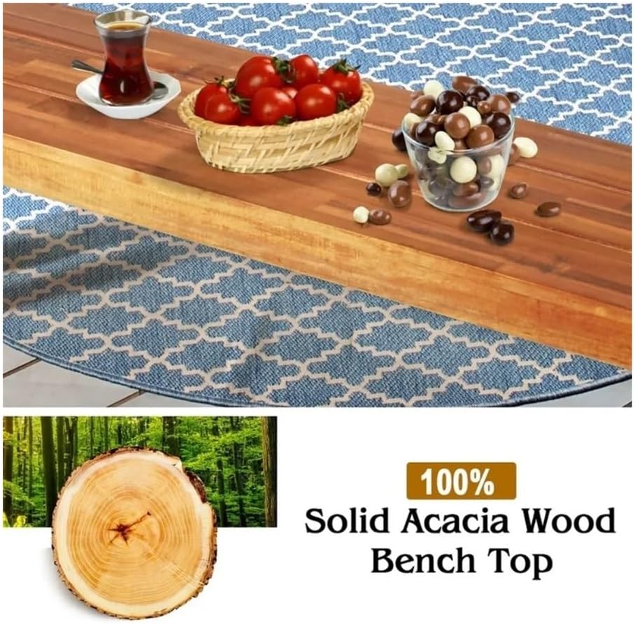 Benches, Rustic Wooden Outdoor Chair with Steel Legs for Patio & Garden