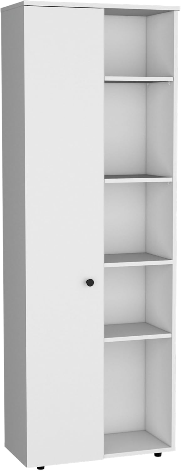 Large Capacity Kitchen Pantry Cabinet, 66.9" Slim Storage, 10 Shelves, Modern Design, White