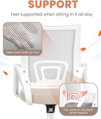 NEO CHAIR Office Desk Computer Chair Ergonomic Mesh Gaming Cushion Seat with Comfy Lumbar Mid Back Support Adjustable Height Swivel Rolling Wheels for Home Task (Beige)