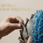 Blue Ceramic Artichoke Statue | Unique Artisanal, Decorative Sculpture, For Living Room, Office, Bookshelf