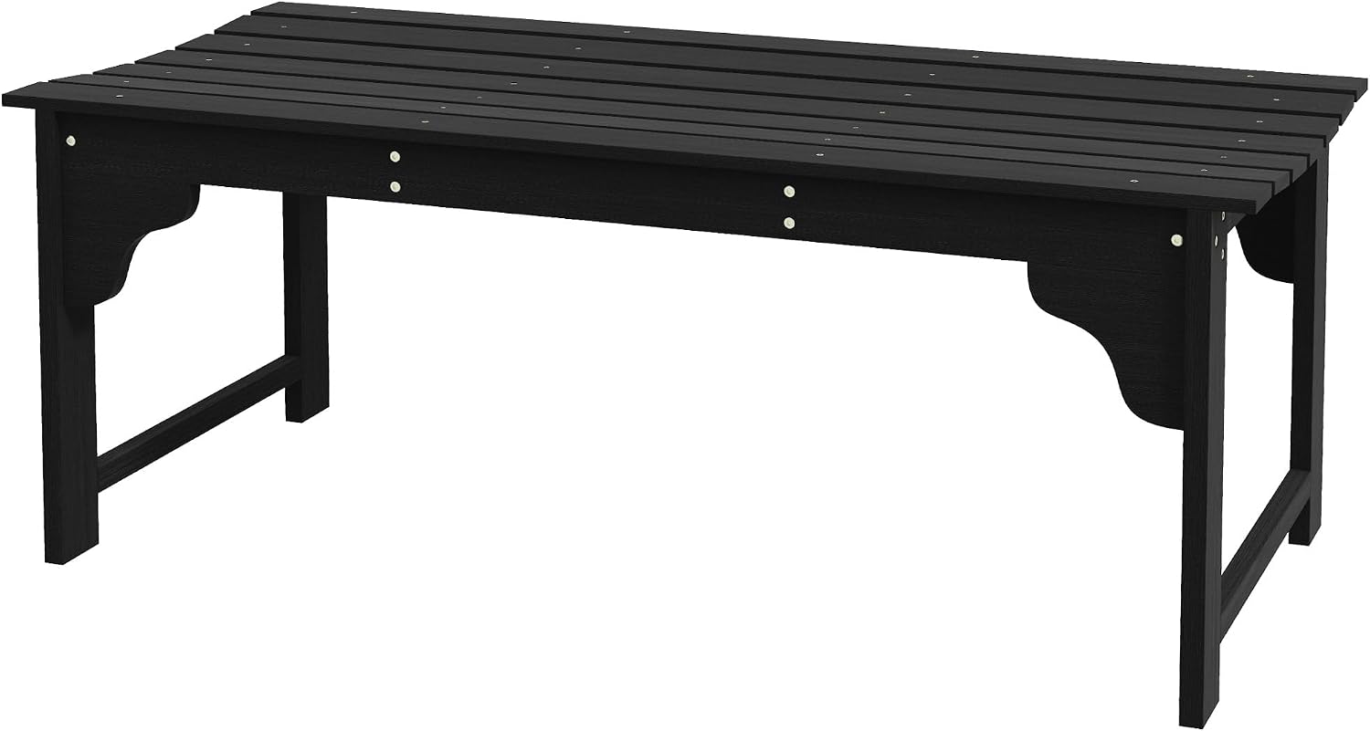 Wooden Garden Bench, Slatted Porch Bench with Curved Seat, Black Outdoor Park Bench for Front Porch Patio Backyard Entryway Seating Area Lawn Furniture Accent Piece