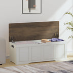 Timberer 47.2" Storage Chest, Extra Large Storage Trunk with 2 Safety Hinges, Wooden Storage Bench, Shoe Bench, Entryway Bench for Living Room, Bedroom, Brown and Rustic White