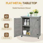 31" Weatherproof Small Storage Cabinet, Storage Cabinets with Premium Hemlock Wood, Tool Cabinet with Magnetic Door for Patio & Garage, Gray