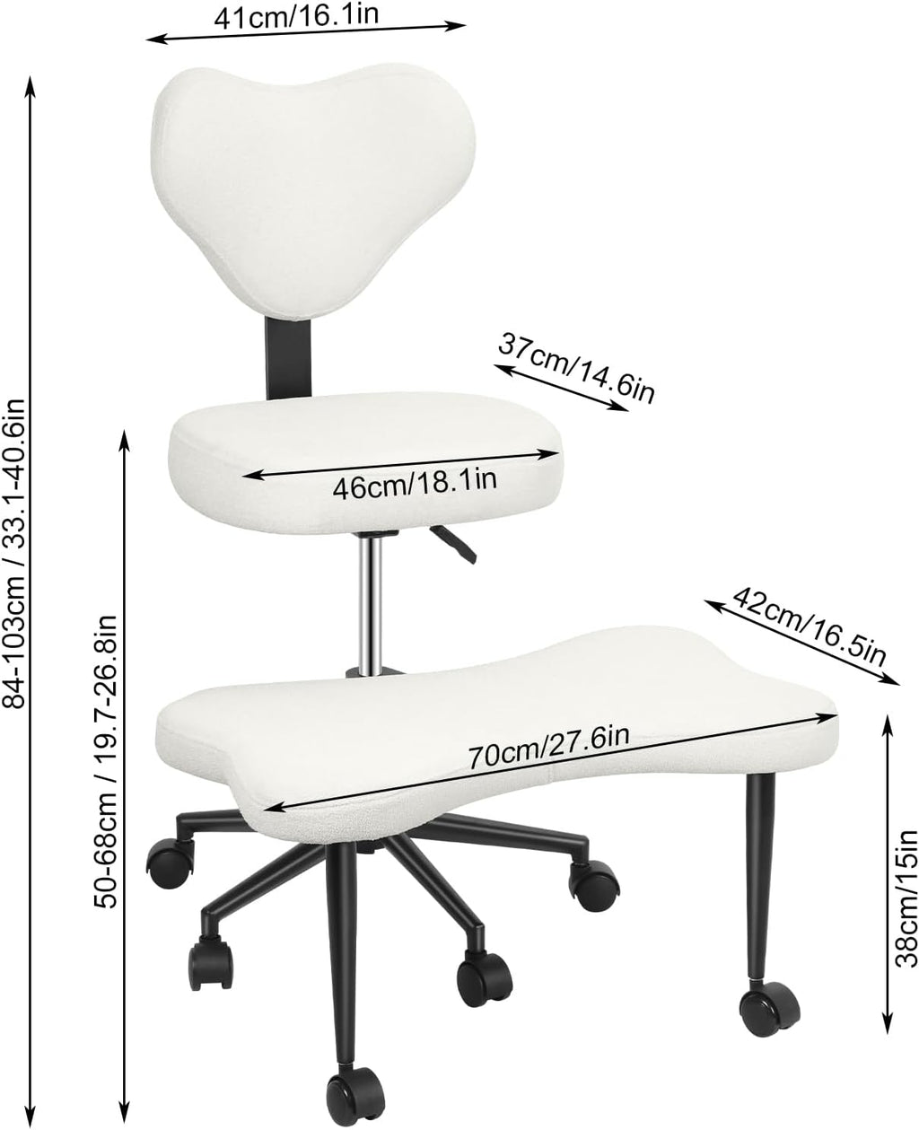 Cross Legged Office Chair with Wheels,Ergonomic Yoga Chairs Meditation Chair with Back Support Wide Criss Cross Design Lumbar Support, Kneeling Chairs Adjustable Height Flexible Design (Beige)