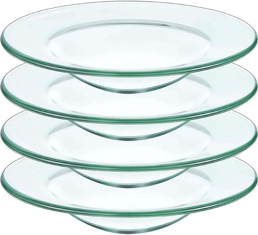 Replacement Glass Dish for Oil Burner and Wax Melt Burner, Round Glass Tray for Aromatherapy Lamp and Tart Warmer 12cm (4Pcs, 4.5")