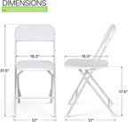 Magshion Plastic Folding Chairs 4 Pack White Foldable Dinning Chairs for Wedding Parties Event Outdoor Indoor Lightweight Chair 330lbs Capacity