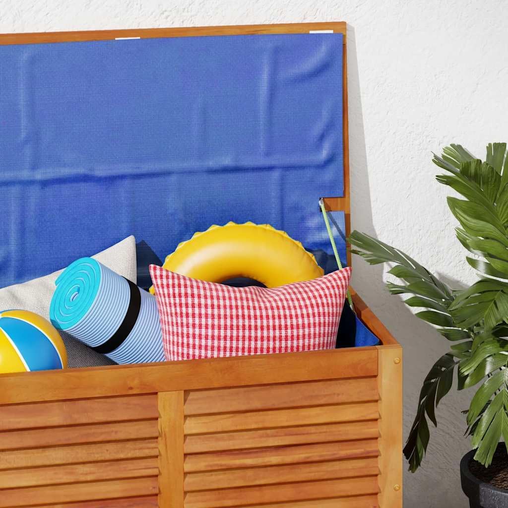 Garden Storage Box with Louver Solid Wood Acacia 35.4"x19.7"x22" Outdoor Patio Deck Cushion Container Bench for Backyard Pool Toy Organizer Weather Resistant