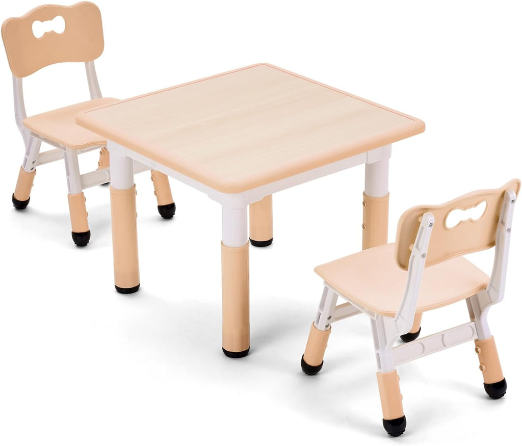 UNICOO Kids Table and Chair Set, Height Adjustable Toddler Table and Chair Set, Graffiti Desktop Multi-Activity Desk, Ideal for Kids 2-8, Classrooms/Daycares/Homes