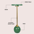 JONATHAN Y Evelyn Contemporary 26" Iron Round Drink Table, Martini Cocktail Accent for Small Spaces with Geometric Ball Base and Candlestick Leg, Green and Gold END1005C