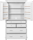 LUMISOL 77" Kitchen Pantry Cabinet with Storage, Storage Cabinet with 5 Drawers and 6 Door Shelves,Pantry Cabinet with Microwave Shelf and Adjustable Shelf, Freestanding Cupboard for Kitchen, White