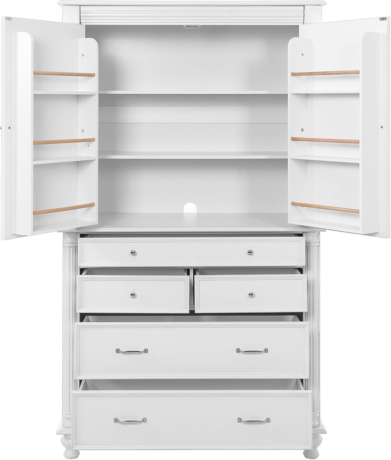 LUMISOL 77" Kitchen Pantry Cabinet with Storage, Storage Cabinet with 5 Drawers and 6 Door Shelves,Pantry Cabinet with Microwave Shelf and Adjustable Shelf, Freestanding Cupboard for Kitchen, White