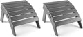 FUNBERRY Folding Adirondack Ottoman Set of 2, HDPE All Weather Outdoor Foot Rest, Easy Storage Patio Footstool, Ottomans and Footstools for Outside
