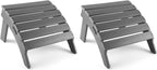 FUNBERRY Folding Adirondack Ottoman Set of 2, HDPE All Weather Outdoor Foot Rest, Easy Storage Patio Footstool, Ottomans and Footstools for Outside