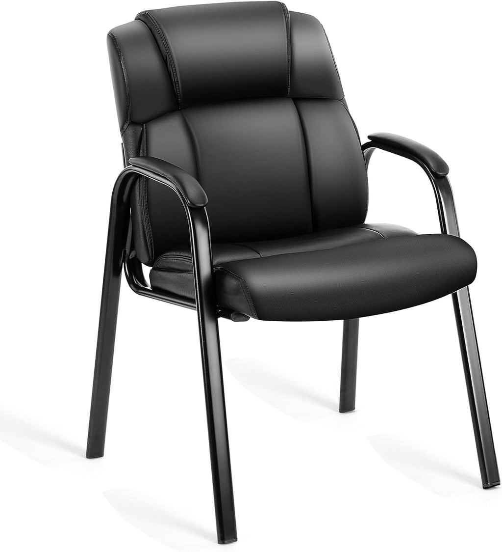 OLIXIS Waiting Room Chairs Set of 4, Leather Office Desk Reception Guest Stationary Side Chair with Padded Arms for Home Conference Lobby Area Meeting Church Medical Clinic Elderly Student