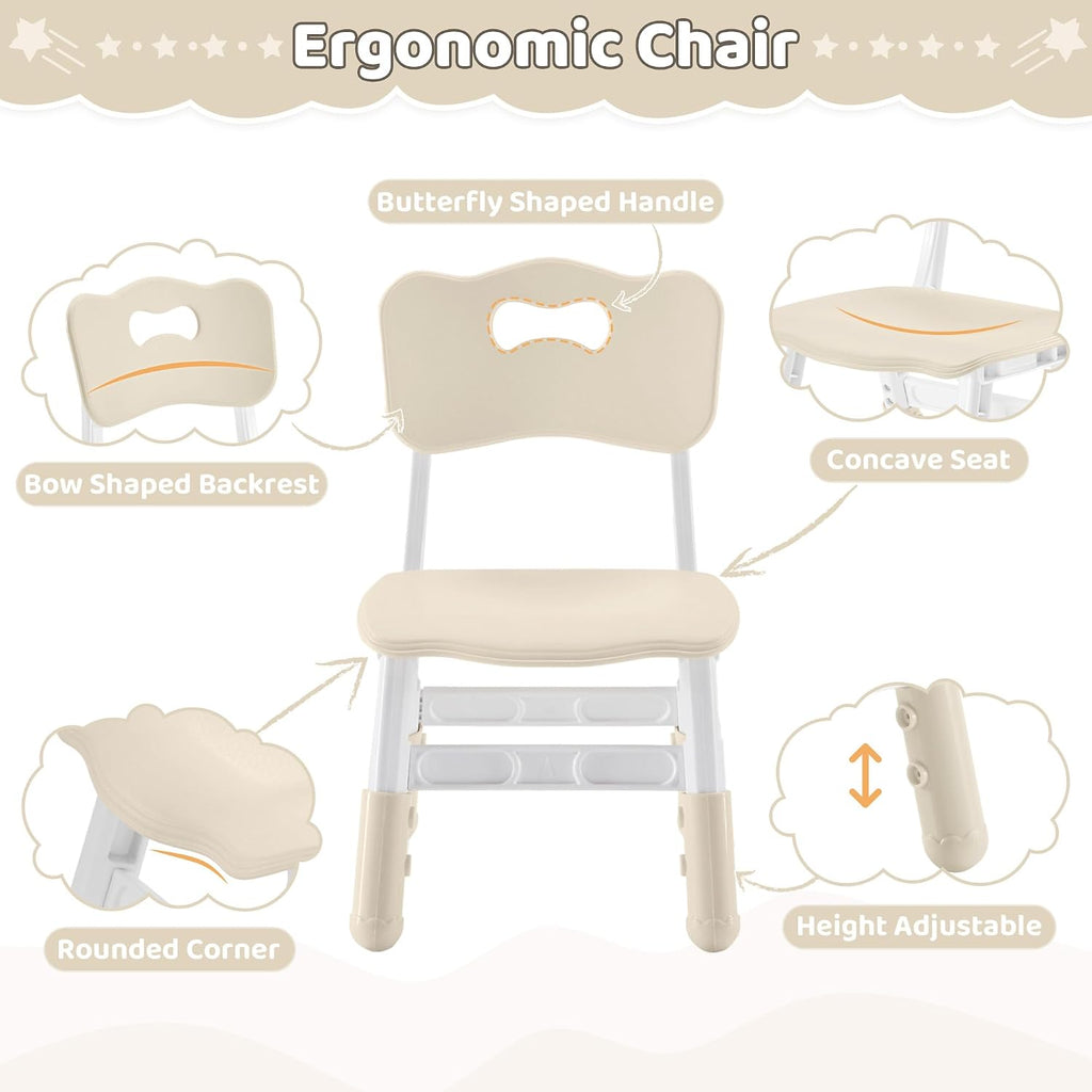DOREROOM Adjustable Toddler 2 Chairs Set, 3 Level Adjustable Children’s Chair for Age2-8, Durable and Lightweight, Maximum Load-Bearing 180LBS, Plastic Kids Chairs for Classroom/Daycare/Home