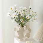Modern Art Ceramic Coral Flower Vase Home and Office Decoration Sculpture Work Bohemian Decoration Coffee Table Office Bookshelf Living Room Decor (White)
