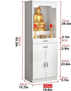 Meditation Altar Table with Storage – 31.5in Red Buddhist Shrine for Prayer & Relaxation, Decorative Prayer Stand Cabinet for Home Meditation & Spiritual Practices(Natural,50cm/19.6in)
