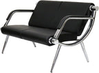 Peach Tree Black Leather Executive Side Reception Chair Office Waiting Room Guest Reception, Salon Barber Office Waiting Chair Bank Hall Airport Reception Waiting Chair 3 Seats Bench