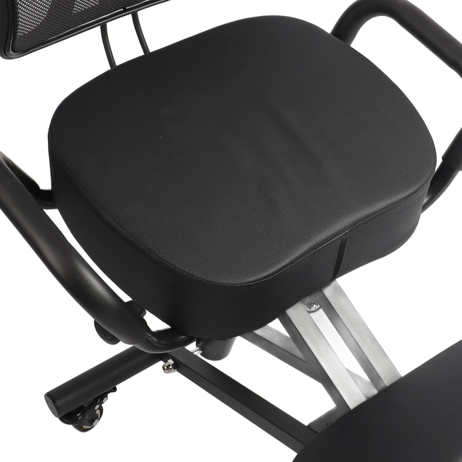 Drfeify Kneeling Chair, Height Adjustable Breathable Back Support Kneeling Chair with Leather Cushion