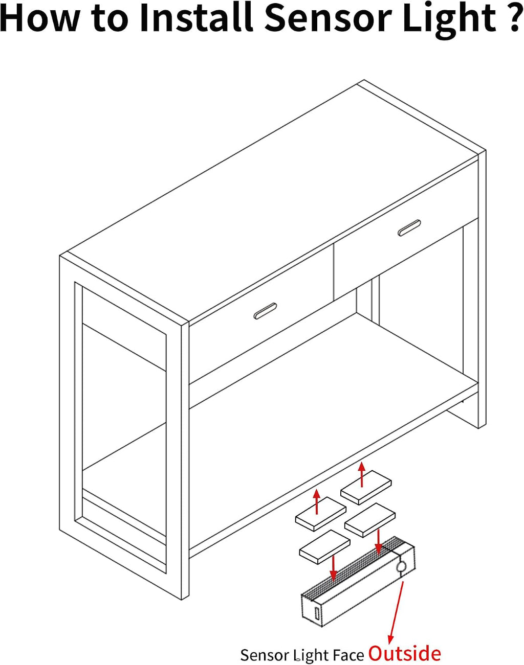 Slim Entryway Console Table with Foot-Sensor Light - 2 Deep Drawers & Open Center Shelf, Reinforced Legs & Comfortable Metal Handles, Multi-Scene Use for Hallway/Living Room/Small Apartment