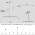 3 Lights Kitchen Island Lighting Brushed Nickel Pendant Light Fixtures with Glass Shade 31" Dining Room Chandeliers Adjustable Height Modern Linear Ceiling Hanging Light for Living Room, Foyer