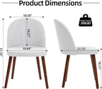 Fabric Dining Chairs Set of 4, Upholstered Mid Century Modern Dining Chairs, Armless Accent Chair with Walnut Wood Legs for Kitchen, Living Room, Dining Room, White