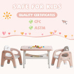 DOREROOM Kids Table and Chair Set, Plastic Children Activity Table with 2 Chairs, Toddler Table and Chair Set for Reading, Drawing, Snack Time, Arts Crafts, Preschool, Gift for Boys Girls