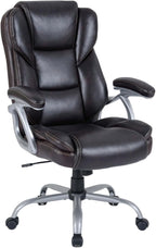 Giantex Executive Office Chair, Leather Ergonomic Computer Desk Chair w/Rocking Function, Padded Seat & Arms, Height Adjustable Gaming Chairs, High Back Rolling Swivel Chair for Home Office (Espresso)