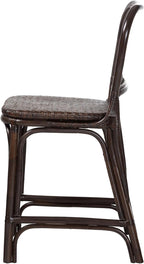 Bali & pari Irene Natural Rattan Counter Stool - Handwoven Wicker Accent Stool with Lattice Backrest for Kitchen Island Seating